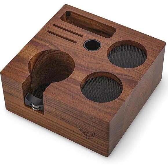 58mm Espresso Tamper Station V3 Walnut Portafilter Holder Compact Organizer - Picture 1 of 14